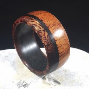 Koa with carbon fiber, mens wedding band, wood ring, wood wedding band, wooden ring, mens wood wedding band, koa wood ring, wood wedding