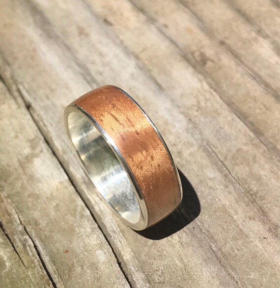 Items similar to Mens ring, wood ring, Sterling Silver ...