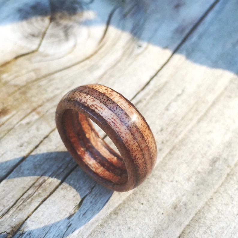 mens wood wedding ring Marine Ply ring engineered wood ring unique mens ring cheap engagement ring rustic ring unique wedding ring, image 5