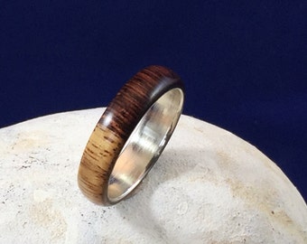 mens wood ring, wood ring wood wedding band Honduran Rosewood wooden ring womens wood ring mens wedding band wood and silver ring