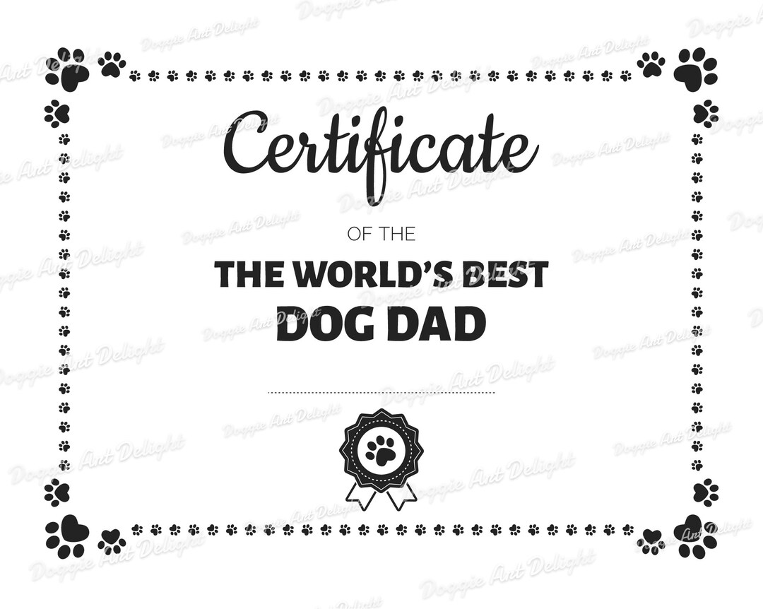 World's Best Dog Dad Printable Certificate Dog Dad - Etsy