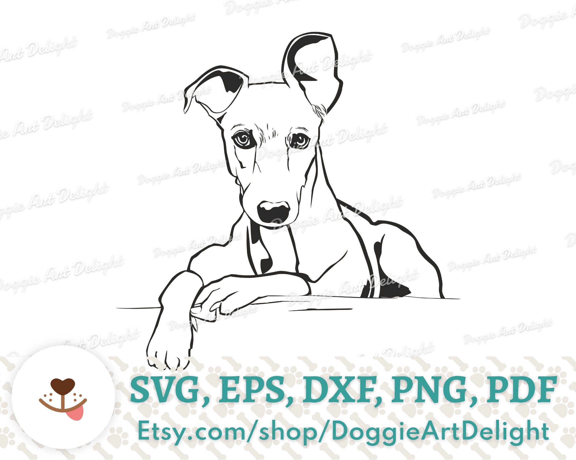Whippet Dog Vector Graphic Illustration Image. Scalable Vector | Etsy