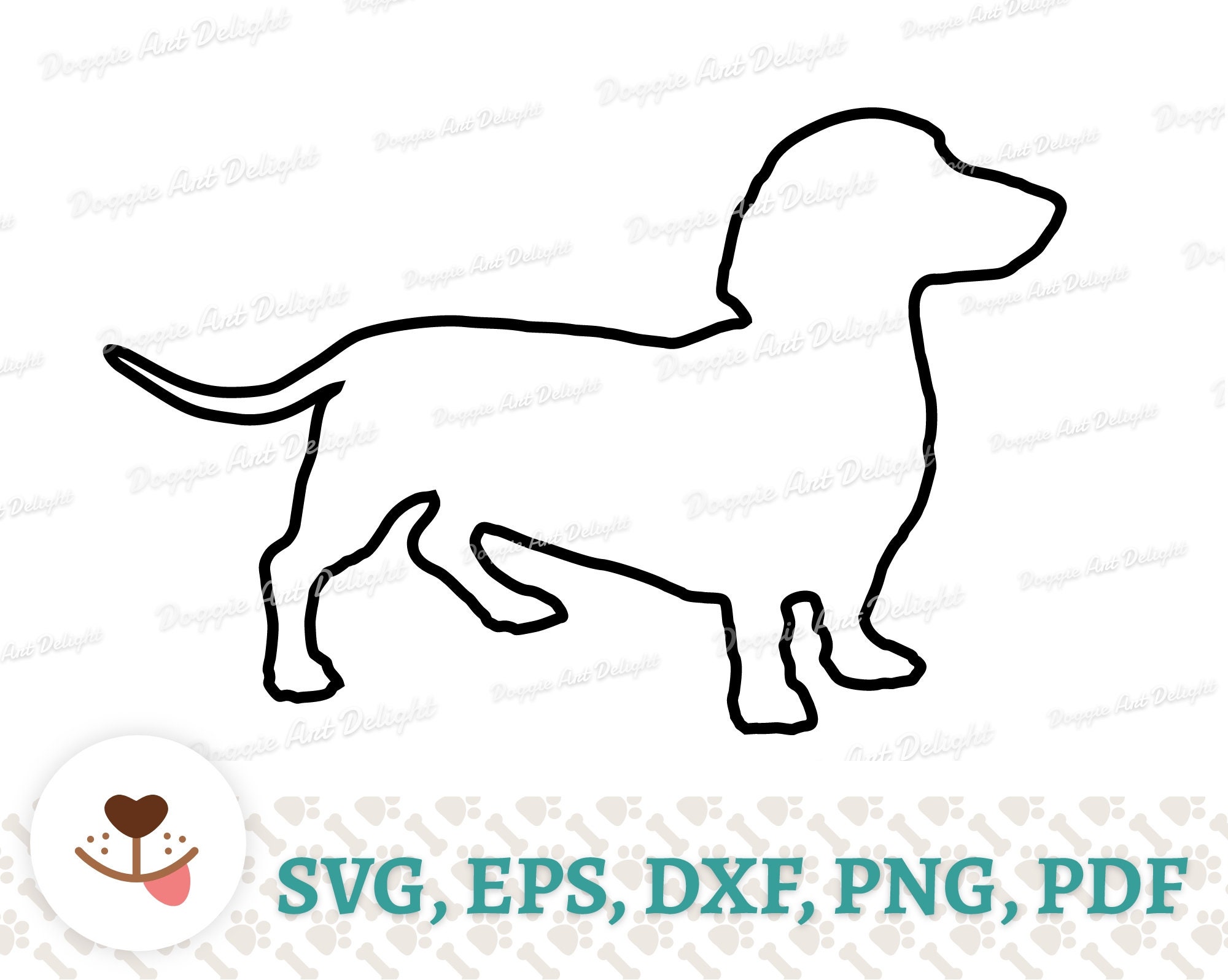 Dachshund Outline Svg File For Cricut, Wiener Dog Outline Vector Clip
