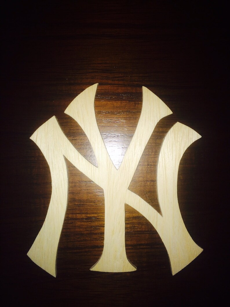 New York Yankees Emblem Logo made of Wood Etsy