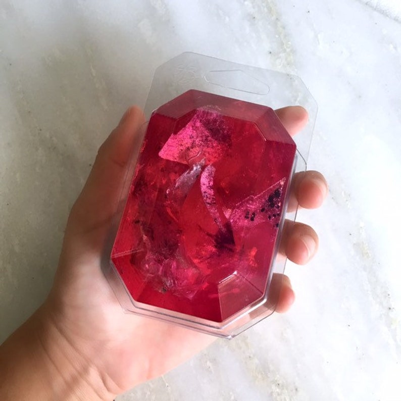 JULY/RUBY-Birthstone Mineral Soap Bar 4oz.FACETED image 7