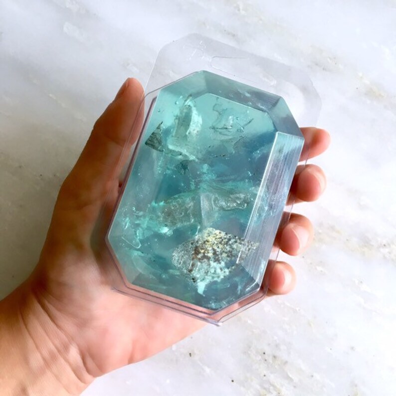 MARCH/AQUAMARINE-Birthstone Mineral Soap Bar 4oz.FACETED image 3