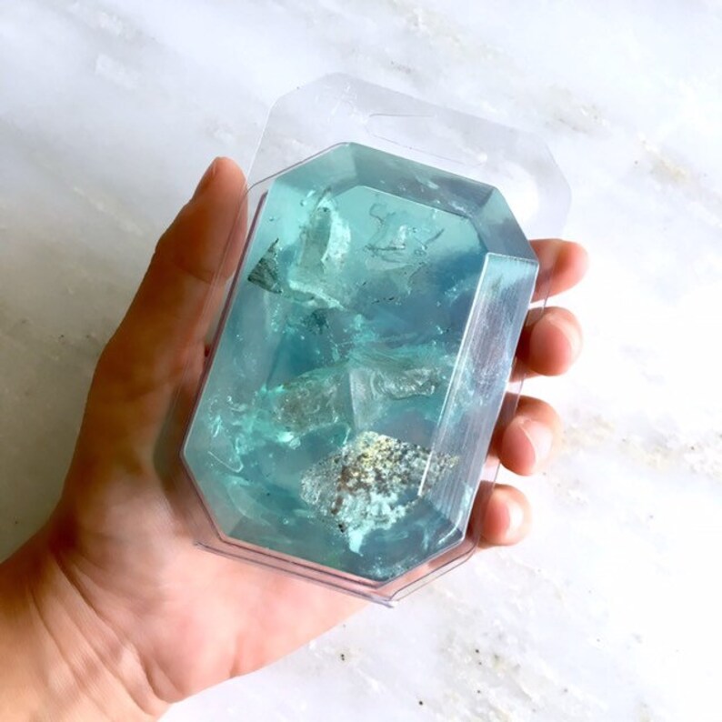 MARCH/AQUAMARINE-Birthstone Mineral Soap Bar 4oz.FACETED image 6