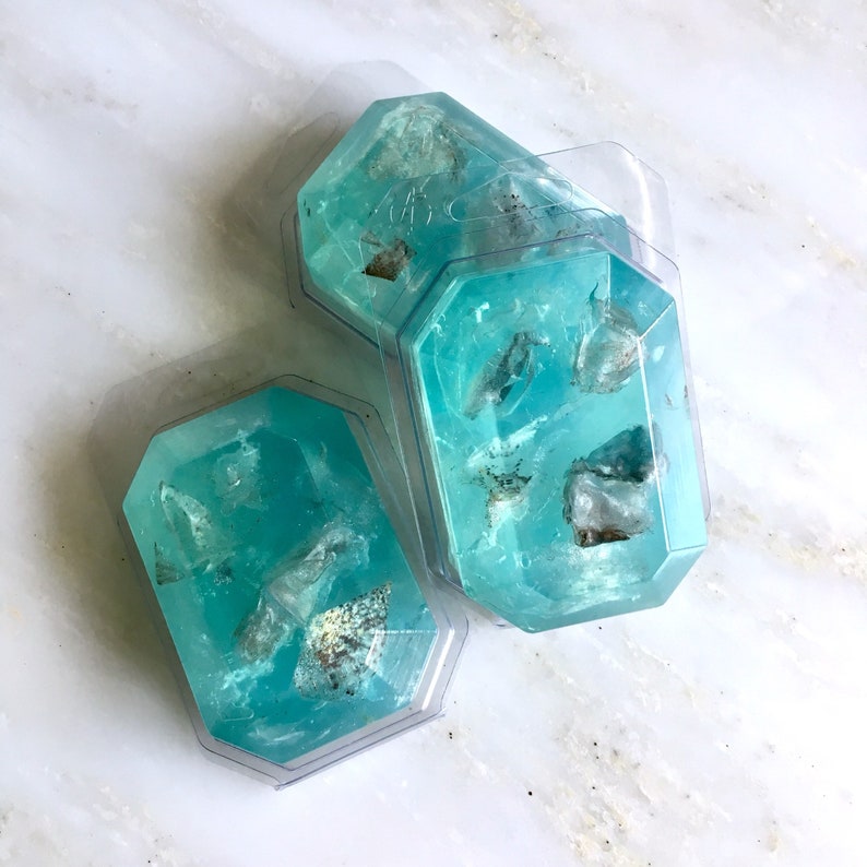 MARCH/AQUAMARINE-Birthstone Mineral Soap Bar 4oz.FACETED image 4