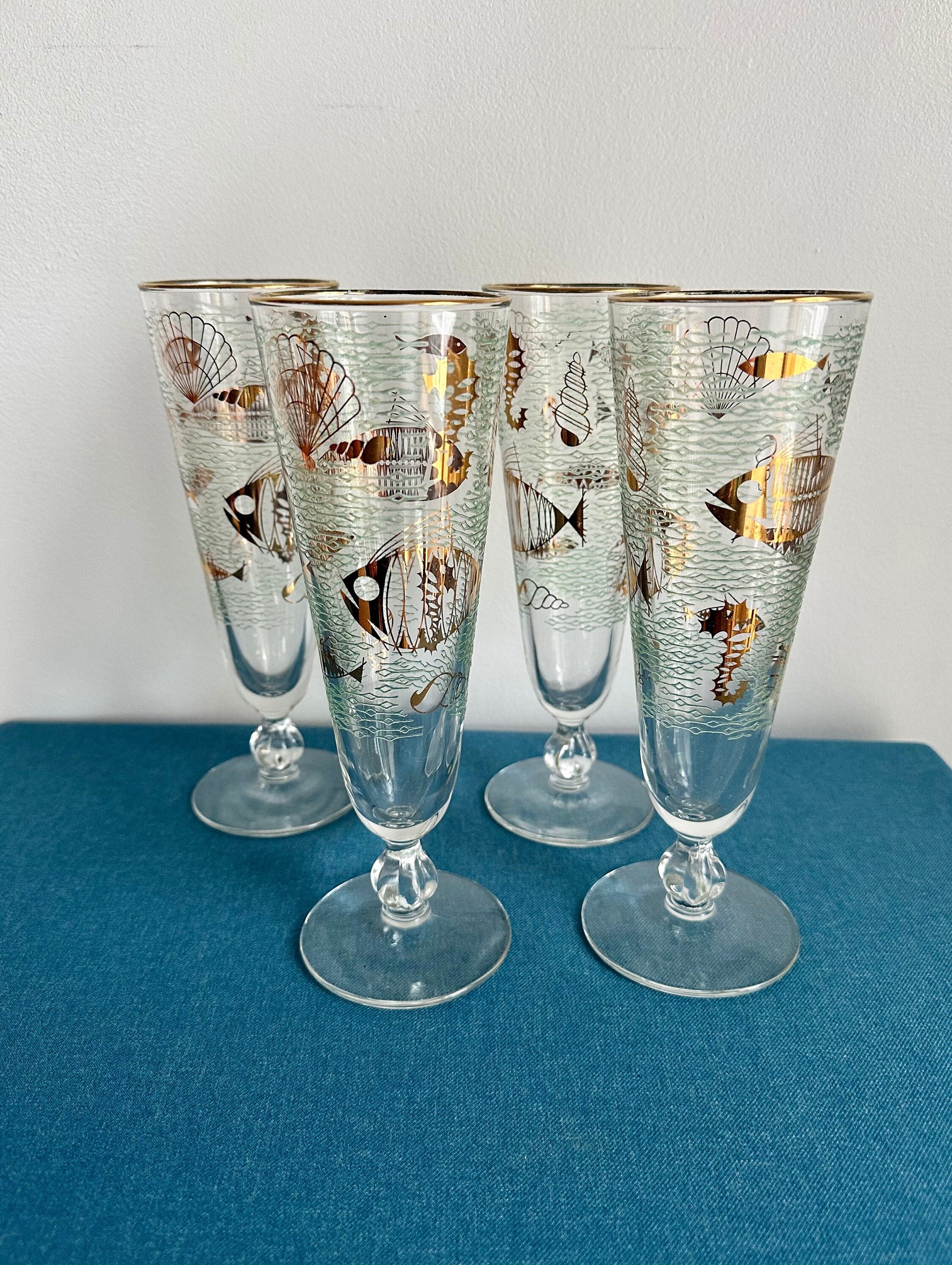 Vintage Libbey Glassware Marine Life Cocktail Glasses in the