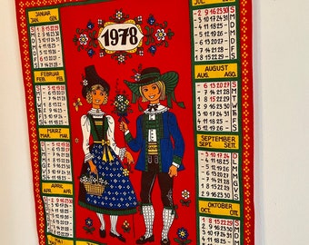 1978 Folk Cotton Hanging Calendar