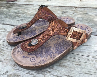 tooled leather birkenstocks