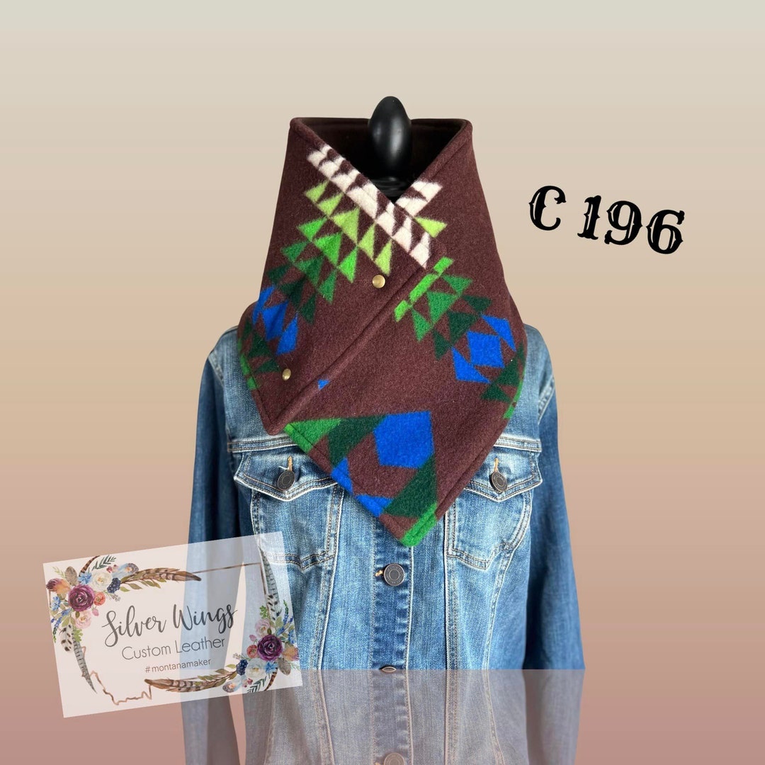 Large Montana Wool Cowl Wool Rag Native Print Cowgirl Wild Etsy