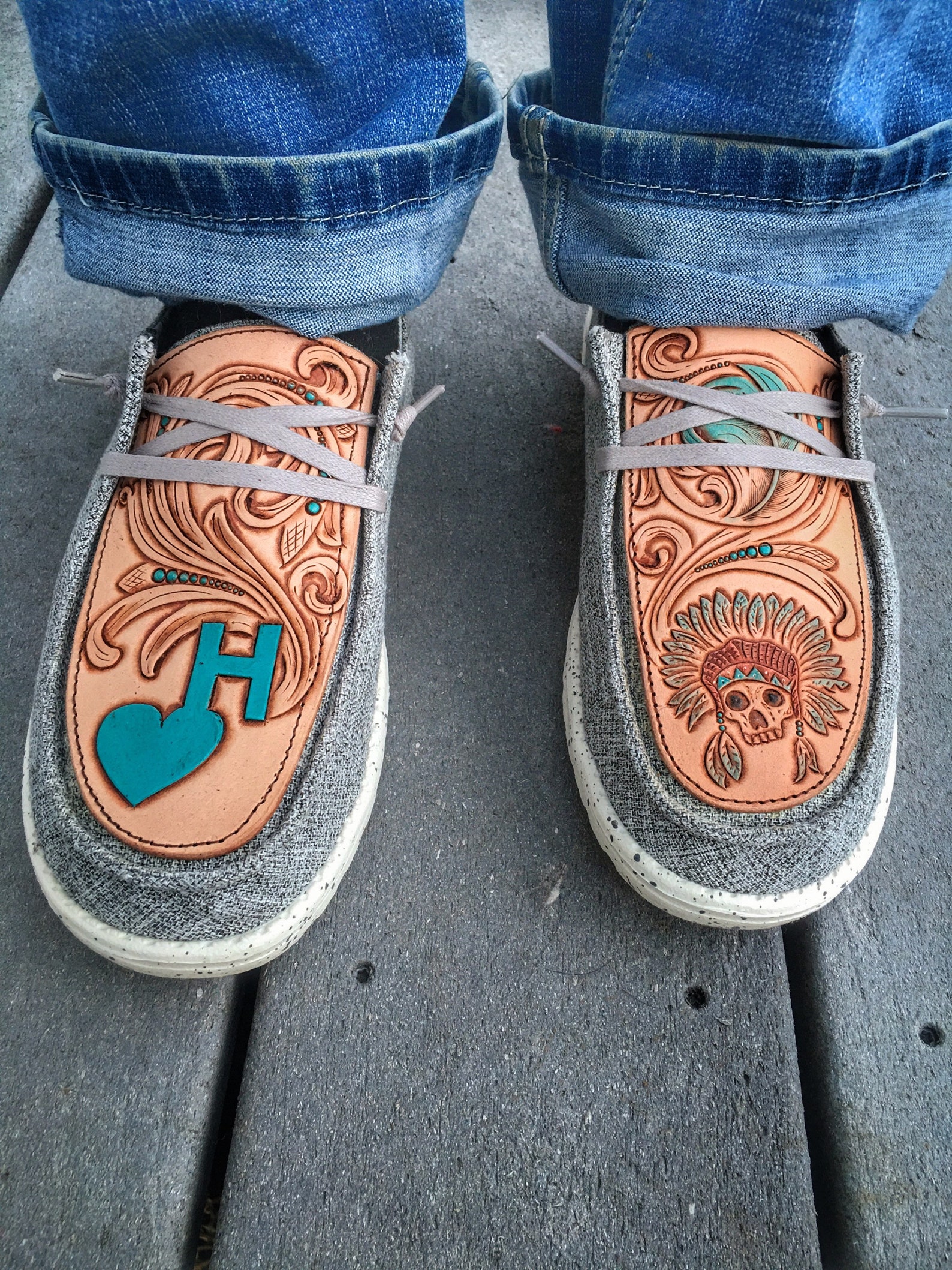 Custom Tooled Leather Hey Dudes Shoes Made To Order | Etsy