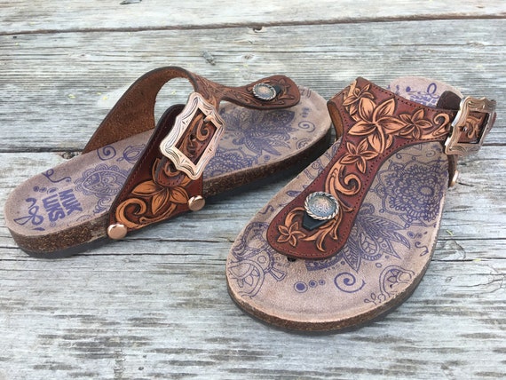 Made To Order Custom Tooled Leather Birkenstock Inspires | Etsy