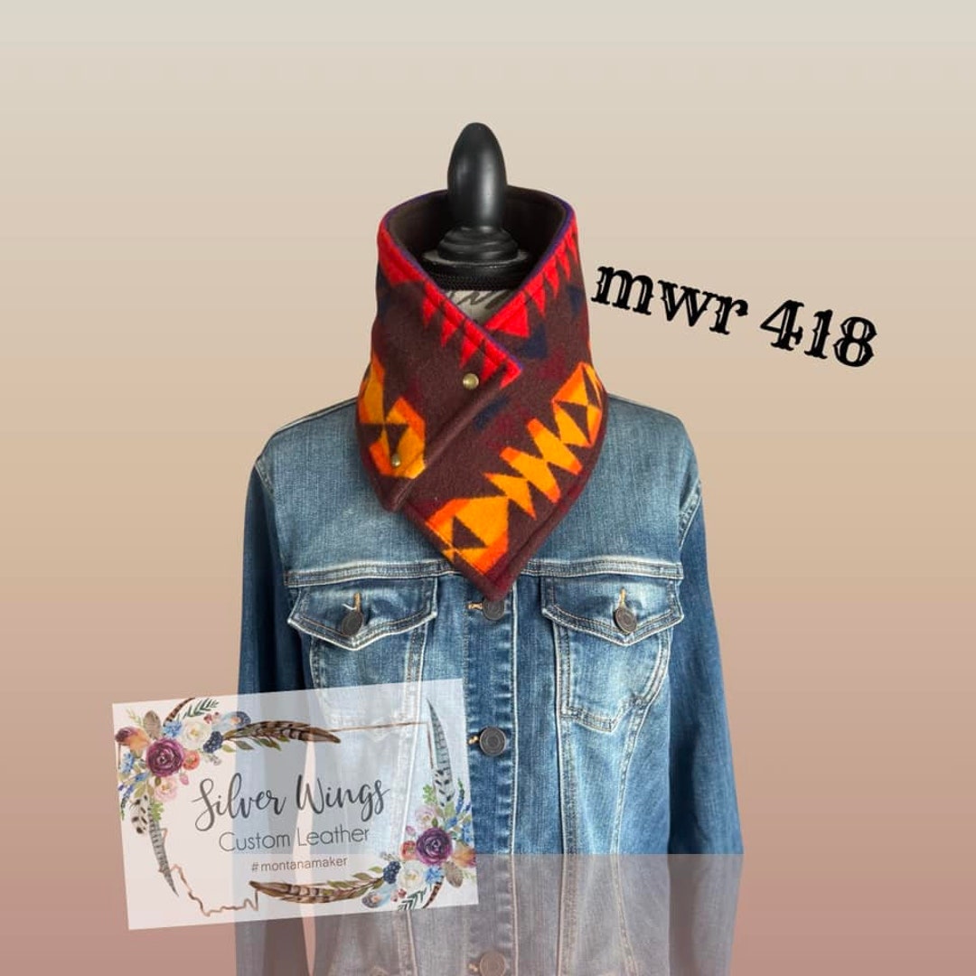 Montana Wool Rag, SMALLER Size, Native Print, Women's Wild Rag, Wool