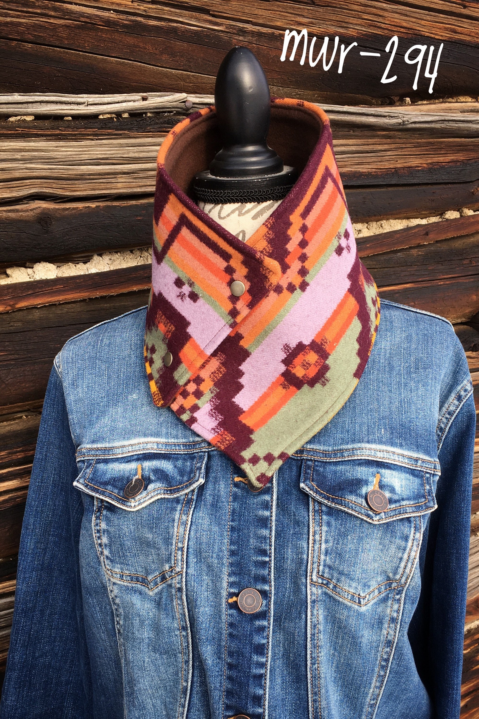 Montana Wool Rag Print Wild Rag Cowl Scarf mwr294 Made with Etsy