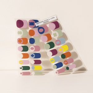 Rainbow Geometric Shapes French Tips Semi-Cured UV Gel Nail Strips