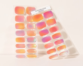 Sunset Aura - Iridescent Chrome Nails Semi-Cured UV Gel Nail Strips