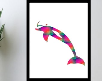 WATERCOLOR-Dolphin -Digital Wall Art- Sea Themed Designs