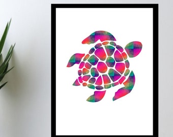 WATERCOLOR-Turtle -Digital Wall Art- Sea Themed Designs