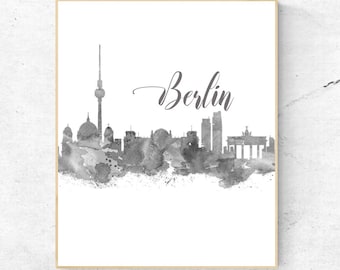 Watercolor Berlin Wall Art - Berlin Print - Famous Landmark - Wall Decor - World Cities - Travel Poster - Berlin Print - Digital Art