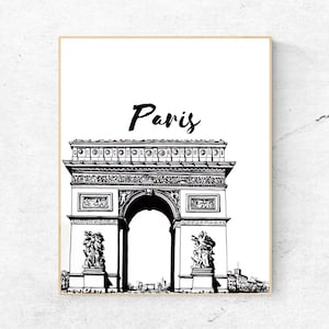 Watercolor Arc de Triomphe Paris Wall Art - Paris Print - Famous Landmark - Wall Decor - World Cities - Travel Poster - Digital Art