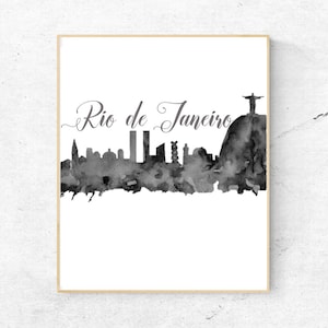 Watercolor Brazil Wall Art - Rio de Janeiro Print - Famous Landmark Wall Decor - World Cities Travel Poster - Brazil Print - Digital Artwork
