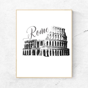 Watercolor Rome Wall Art - Rome Italy Print - Famous Landmark Wall Decor - World Cities - Travel Poster - Colosseum Print - Digital Artwork