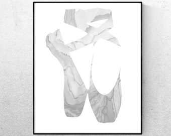 Ballet Shoes Grey Wall Art - Art - Printable Watercolor - Modern Minimalist Poster - Printable Sign - Digital Print