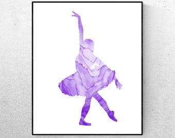 Ballet Dancer Purple  Wall Art - Art - Printable Watercolor - Modern Minimalist Poster - Printable Sign - Digital Print