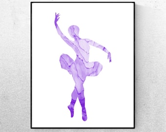 Ballerina Dancer Sway Purple Wall Art  - Art - Printable Watercolor - Modern Minimalist Poster - Printable Sign - Digital Print