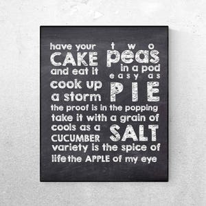 Kitchen Sayings Chalkboard Kitchen Wall Art - Chalkboard Kitchen Printable Wall Art -  Family /Food /Love Quote - Digital Art