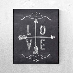 Love And Arrows Chalkboard  - Chalkboard Kitchen Printable Wall Art -  Family /Food /Love Quote - Digital Art