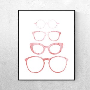 Gafas de ojos rosa arte de la pared - arte - acuarela imprimible - impresión de gafas - decoración del hogar - signo imprimible - impresión digital