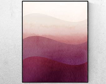 Ombre Waves Abstract Pink Wall Art - Wavy Stripes - Abstract Printable -  Wall Art  - Digital Artwork - Digital Print