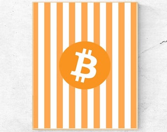 BITCOIN- Logo With Stripes - Digital Wall Art