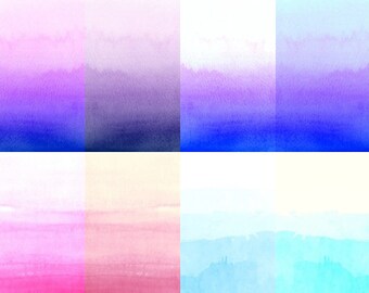 Könnte beinhalten: Eine digitale Illustration von neun Aquarell-Verlaufs-Farbmustern. Die Farbmuster sind in einem 3x3-Raster angeordnet. Die Farben in den Farbmustern reichen von hell nach dunkel, wobei die hellsten Farben oben und die dunkelsten Farben unten liegen. Die Farben in den Farbmustern umfassen Rosa, Lila, Blau, Gelb, Orange, Grün und Rot.