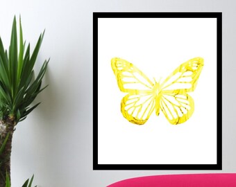 WATERCOLOR- Yellow Butterfly-Digital Art