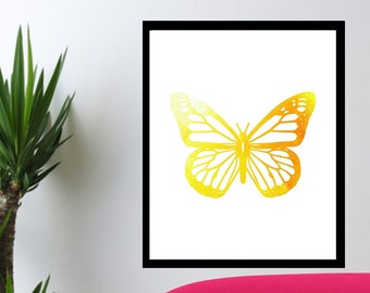 WATERCOLOR- Yellow Butterfly-Digital Art