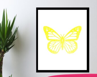 WATERCOLOR- Yellow Butterfly-Digital Art