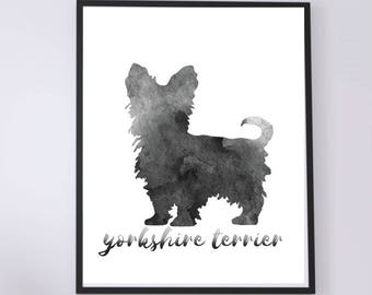 AQUARELLE - Yorkshire Terrier Silhouette - Art mural