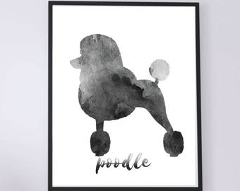 WATERCOLOR- Poodle Silhouette- Wall Art