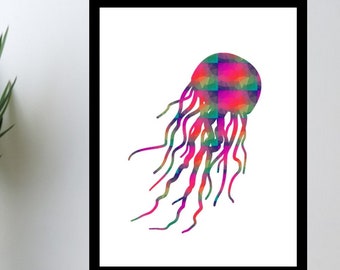WATERCOLOR-Jellyfish -Digital Wall Art- Sea Themed Designs