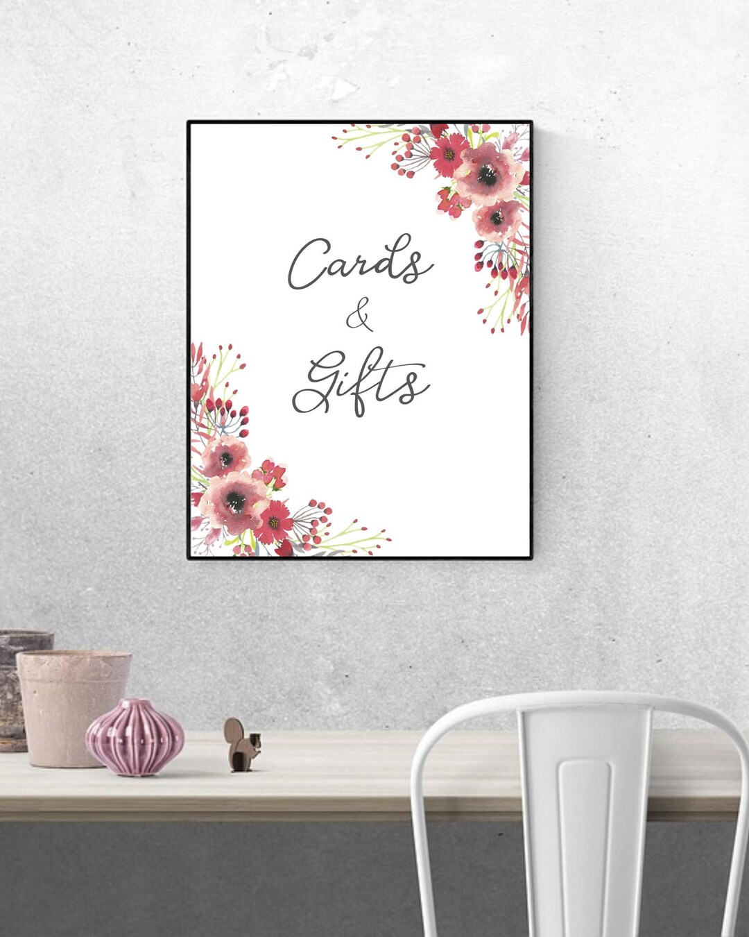 Cards & Gifts Wedding Sign Wall Art- Floral Watercolor Wedding Art ...