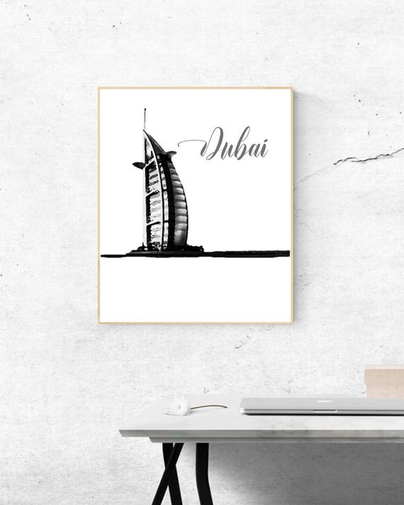 Watercolor Dubai Wall Art Dubai Print Famous Landmark Etsy