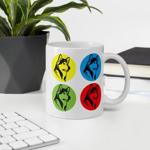 MUG- Siberian Husky In Circles-Furbaby-Dog Lover-Ceramic