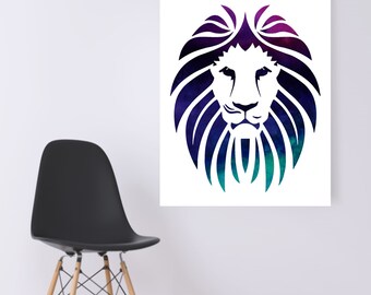 AQUARELLE - Blue Lion - Digital Wall Art