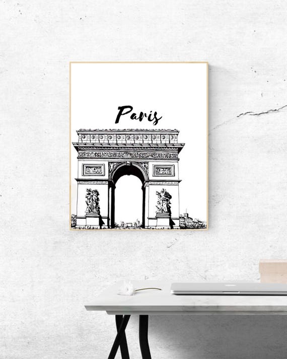 paris map print black and white