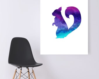 WATERCOLOR- Squirrel- Woodland Creature-Digital Wall Art