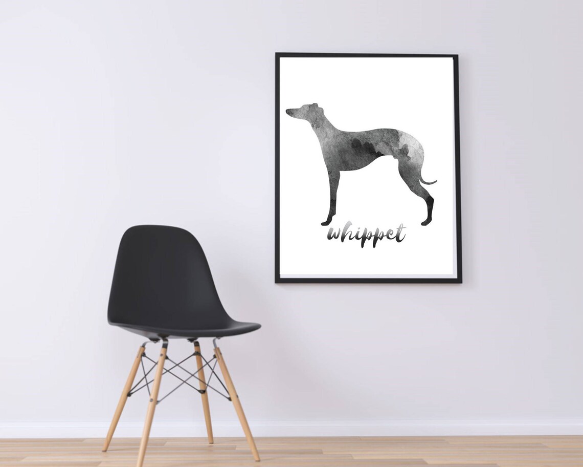 WATERCOLOR Whippet Silhouette Wall Art Etsy France